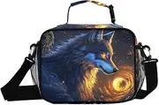 YXYZRMY Wolf Dreamcatcher Insulated Lunch Box for Women Men – Lunch Bag for Work, Picnics - Includes Adjustable Shoulder Strap