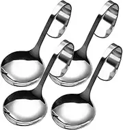 Luxshiny 4pcs Stainless Steel Curved Handle Spoon Salad Spoon Serving Spoons Bent Spoon Western Dinnerware Espresso Spoons for Home Hotel (sliver)