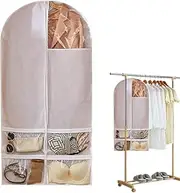 MLqkpwy Clothes Protectors, Dustproof Garment Cover with Clear Window, Multifunctional 4 Grids Coat Protector, Wardrobe Organizer for Home