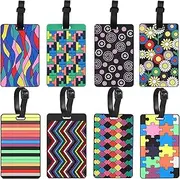 [JCZD] 8 Pieces Lovely Secure Luggage Tags, Rubber Baggage Tags Suitcase Labels Identifiers with Lanyard Luggage Label Luggage Identifiers with Name ID Card Suitcase Tags Travel Tags for Suitcase Baggage