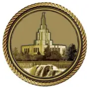 LDS Idaho Falls Temple Medallion for Box Cremation Urn/Flag Case - 4 Inch Dia