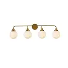 Living District Hanson 4 Light Vanity, Brass/Frosted - LD7036W38BR