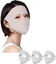3 Pack Full-Face Face Covering, Women Sun Protection Face Mask, Full Face Sunscreen Mask After Laser Beauty Treatment, Full Face Mask for Covering Facial Allergies, Washable Reusable Multicoloured,