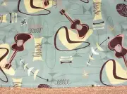 Retro Atomic Hawaiian 100% Cotton Barkcloth Fabric VALANCE ~Jetson-Sage Green~