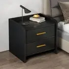 Serene 2-Drawer Bedside Table Nightstand side table (Black)