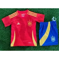 在飛比找蝦皮購物優惠-兒童西班牙足球球衣帶短褲 2024 兒童足球套裝 ISCO 