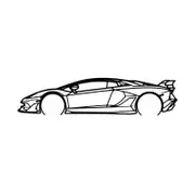 Ignite Laser Lamborghini 2022 Aventador SVJ Silhouette Metal Wall Art Coated Black 47inch/120cm
