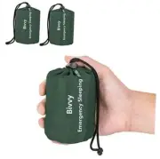 Emergency Sleeping Bag 2 Pack Lightweight Survival Sleeping Bags Thermal Green