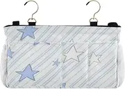 Amooorous Bedside Storage Organizer Multi-Function Organizer Caddy for Bed Rails Blue and White Slashes and Stars
