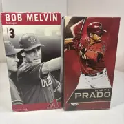 Lot of 2 Arizona Diamondback MLB Bobblehead Martin Prado And Bob Melvin Open Box