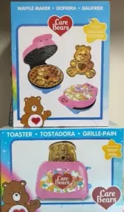 Care Bears Tenderheart Bear Pink Toaster & Waffle Maker Set New In Boxes