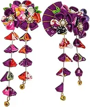 NOLITOY Japanese Hair Clips Vintage Fan Design Silver Hair Clips for Women Set
