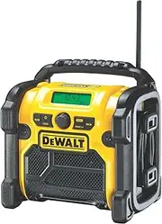 DeWalt DCR020 Battery and Mains Radio/Construction Site Radio (DAB(+)/FM Stereo/FM, for 10.8-18 V, 3.5 mm Aux Input for Playing External Devices, Robust Housing, 1.8 m Cable)