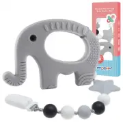 Teether Teething Toys BPA Free Silicone Elephant Teether Dummy Clip Gift ZT