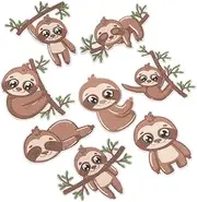 HAPINARY 8PCS Sloth Embroidered Applique Patches for Jackets and Crafts Cute Cartoon Sew Patches for Clothing Bags Hats and for Decoration and Mending