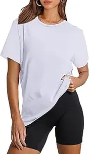 [OFEEFAN] Workout Tops for Women UPF 50+ Breathable Quick Dry Loose Fit T Shirt Outdoor Yoga Running Hiking Gym Tee Top, White, Medium