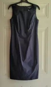 Brooks Brothers Women Navy Cotton Sheath Sleeveless Dress Lined Back Zip Size 2