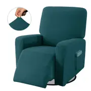 Recliner Stretch Sofa Slipcover Sofa Cover 4-Pieces Furniture Protector Couch Soft-Peacock blue