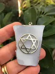 2 x Pentacle Pendant on Agate Slice GROUNDING ENERGISING ACCEPTANCE
