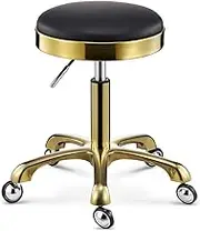 Height Adjustable Stool with Wheels Rotating Round Rolling Stool for Spa Salon Massage Home Office ChairBlack,A1