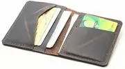 [JJNUSA] handmade Personalized Men's Minimalist Leather Wallet Wallet Card Holder Distressed Wallets for Gifts - | Dark Brown