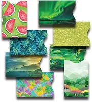 [HozyFrozy] 8 RFID Blocking Sleeves, Unique Designs and Arts in Green, Anti-Theft Credit Card Holder, Credit Card Protector, Easy to Recognize, Sturdy and Perfect size for cards, Green, Green Artistic Painting