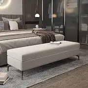 Luxurious End of Bed Bench Seat with Storage,Faux Leather Lift Top Storage Ottoman Bench,Premium Decoration Furniture Footrest Multifunction Bench(Light Gray,60x45x45cm)