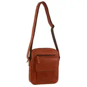Pierre Cardin Leather Men's Multi Compartment Crossbody Bag - Cognac