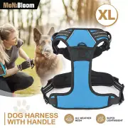 Blue Adjustable Soft Reflective Dog Pet Harness w/Control Handle for Large Dogs