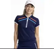 Women's Gimme Putt Short Sleeve Golf Top Size M Navy Blue New