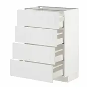 METOD / MAXIMERA base cab 4 frnts/4 drawers, white/Stensund white, 60x37x80 cm