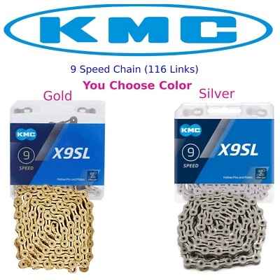 KMC X9SL 9-speed superlite Bike Chain choose TiN Gold or Silver fit Shimano SRAM