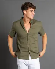 [Skylark] Skylark Men's Tension Short Sleeve Shirt in Olive Green Size Small S Olive Green