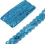 uxcell 2.3cm x 13m Sequin Trim Lake Blue Flat Sequin Braid Trim Strip Paillette Ribbon for Crafts, Embellishments, DIY Sewing Costume Decor