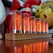 6-Digit LED Glow Tube Alarm Solid Wood Nixie Tube Alarm Clock Gift Home Decor