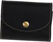 ibasenice Small Business Card Wallet Cowhide Multi Card Holder Snap Button Slot Accordion Design Minimalist Style for Men and Women