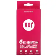Here We Flo, XO! Righteous Rubber Ribbed + Dotted Condoms, Unscented, 6 Condoms