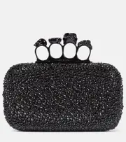 [McQueen] McQueen Knuckle embellished leather clutch One Size silver