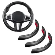 Car Steering Wheel Cover Carbon Fiber 3pcs Wrap Set, 3Pcs Black carbon fiber