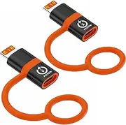 USB C to Lightning Adapter Fast Charging, USB C Female to Lightning Male Adapter for iPhone/iPad/for Airpods,with Anti-Lost Loop,Not for Audio/OTG, NO Carplay, 2 Pack Black