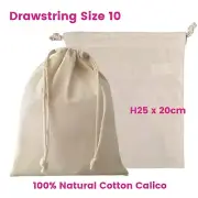 Calico Bag Drawstring Bulk Calico Bags Eco Bags Natural Bags S10 H25 x W20cm