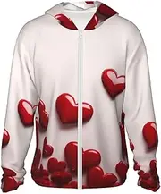 [FHEDVBN] Men's UPF 50+ Hearts Sun Protection Hoodie Long Sleeve Rash Guard Hiking Running Workout Shirt
