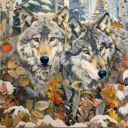5D Diamond Painting Two Wolves in Winter Foliage Kit
