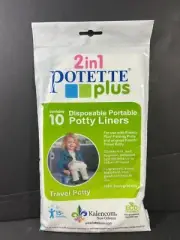 2 in 1 Potette Plus Disposable Portable Potty Liners, 10 Ct. Travel Toilet