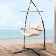 Outdoor Hammock Chair Garden Hanging Swing Seat Padded Backrest With Steel Frame