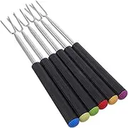 BRIGHTFUFU 6pcs Fondue Forks Set Stainless Steel Barbecue Forks Telescopic Handle for Cheese Fondue Roast Meat BBQ Skewers