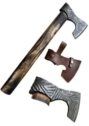 CUSTOM Art HANDMADE Forged STEEL WOOD AXE HATCHET TOMAHAWK Knife WITH SHEET