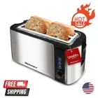Toaster 4 Slice, Stainless Steel and Black Toaster with 6 Toast Settings Defrost