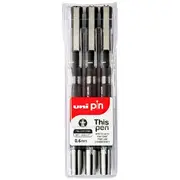 Uni Pin Fineliners 0.6mm Black 3 Pack