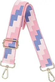 [uxcell] Purse Straps Replacement Crossbody, 1.5 Inch Wide Shoulder Bag Strap Adjustable Canvas Straps for Handbag Wallet Clutch Bags with Light Gold Buckle, Pink Blocks